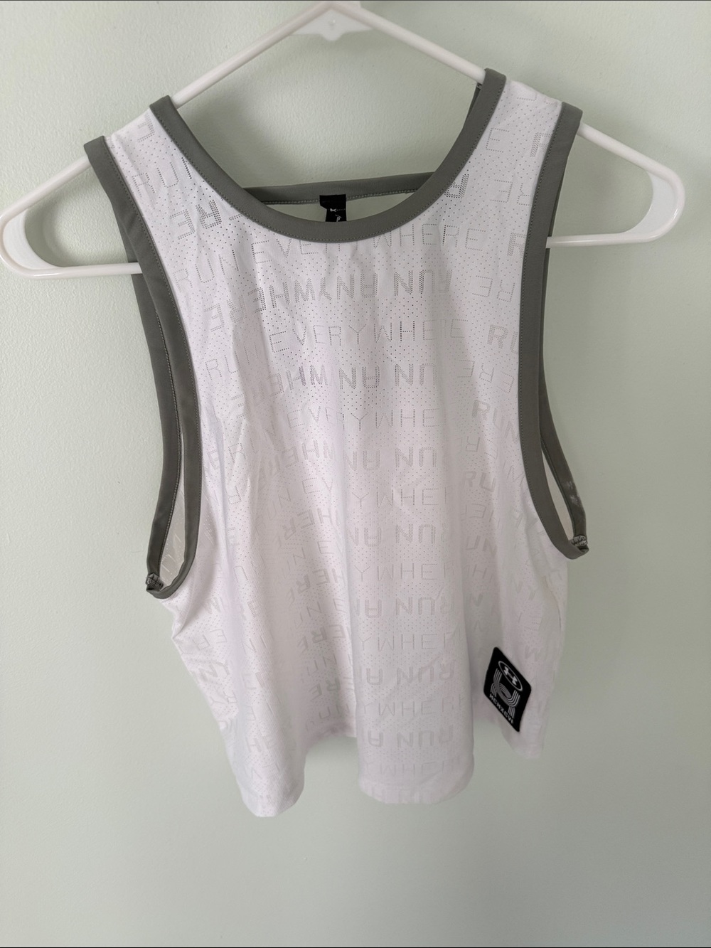 Under Armour White Mesh Tank with Gray Trim — Women’s Athletic Tank